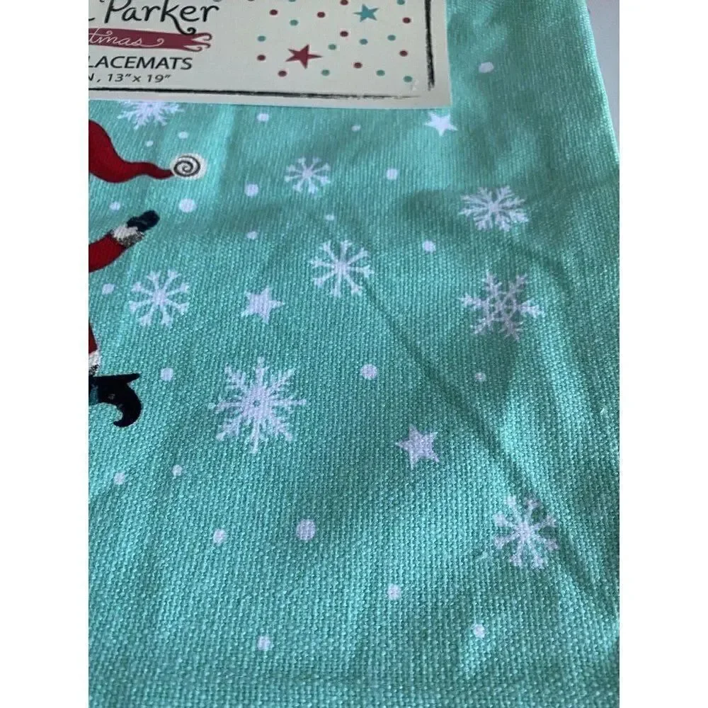 Set Of 4 Johanna Parker Christmas Santa‎ Claus Placemats Holiday Retro NEW